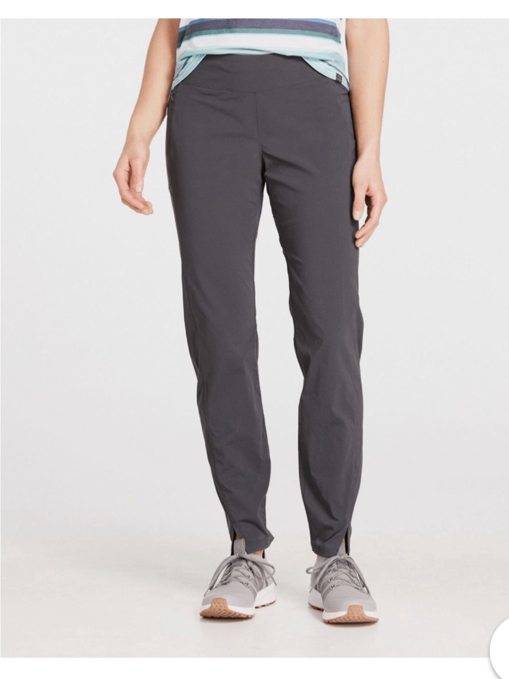 L.L.Bean Ripstop Travel Hiking Pants Pull On Water Resistant UPF 50 Size 4 Gray